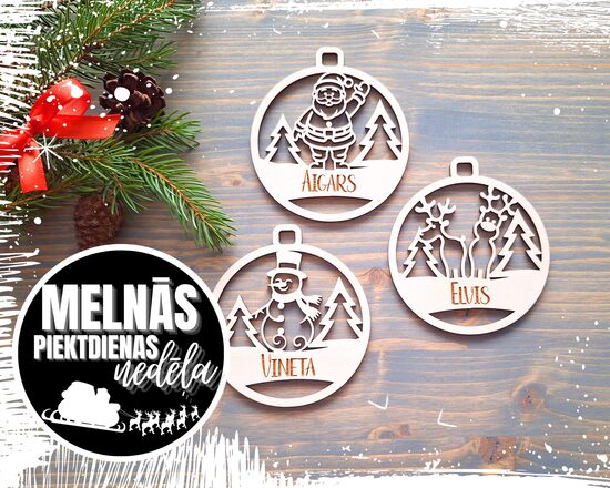 Personalizēti eglīšu dekori "Mežā" (atlaide līdz 30.11.2025.)